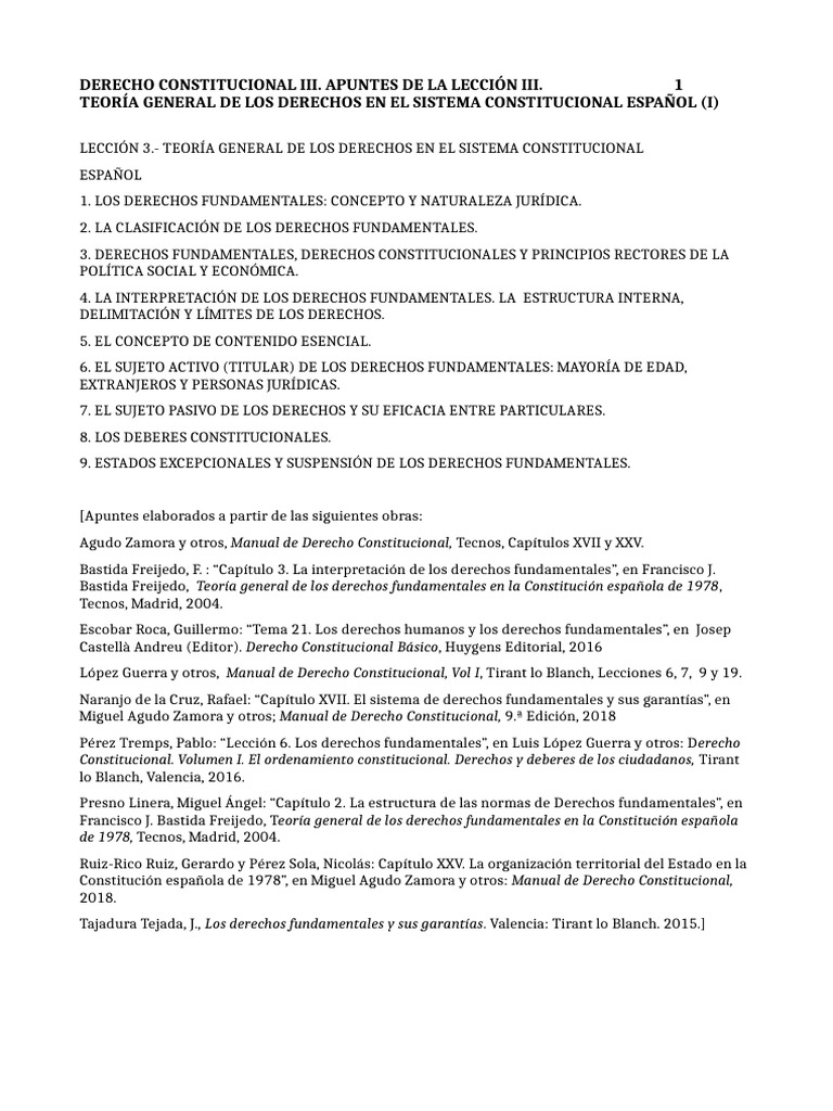 dc3 apuntes de la lección 3 | PDF | Derechos | Derecho Constitucional