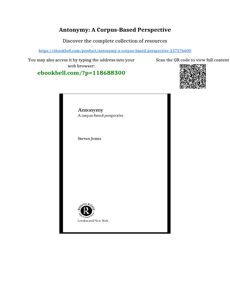 Antonymy: A Corpus-Based Perspective sample | PDF | Property ...