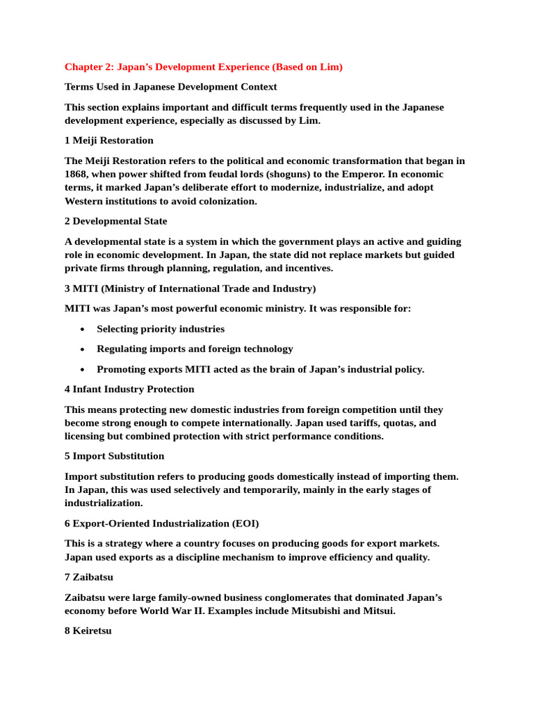 Chapter 2 Japan's Development Experience Lim | PDF | Japan | Industrial ...