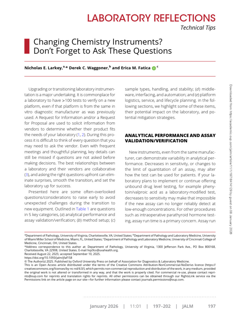CHECKLIST For LABORATORY - Changing Chemistry Analysers | PDF | Assay ...