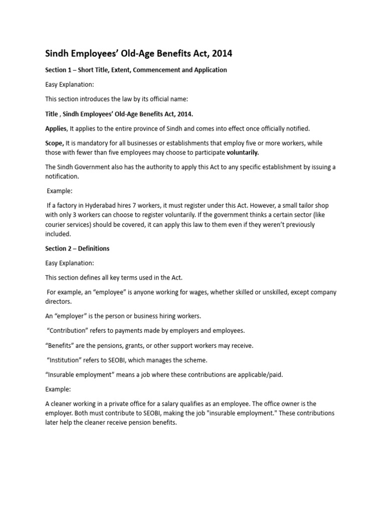 #Sindh Employees EOBI ACT 2014-1 | PDF | Employment | Pension