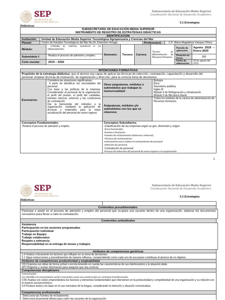Secuencia I ECA Modulos Prof - Sec. I | PDF | Evaluación | Enseñando