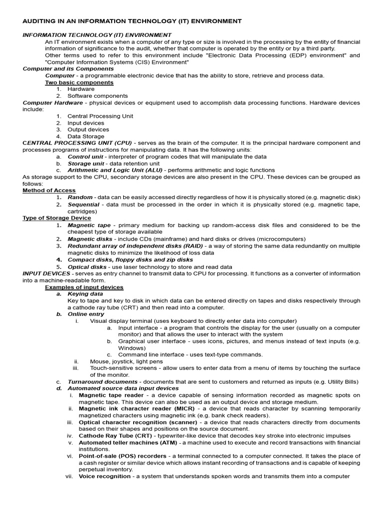 Auditing in An Information Technology | PDF | Computer Data Storage ...