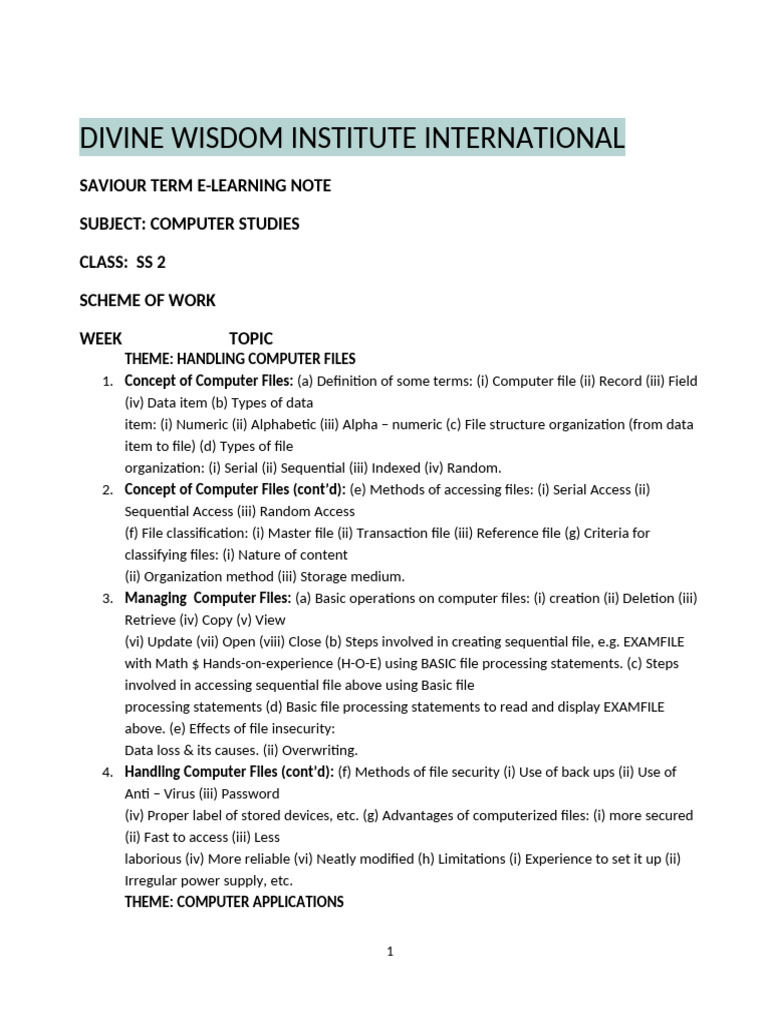 SS 2 Computer Science Saviour Term e Note | PDF | Software Testing ...