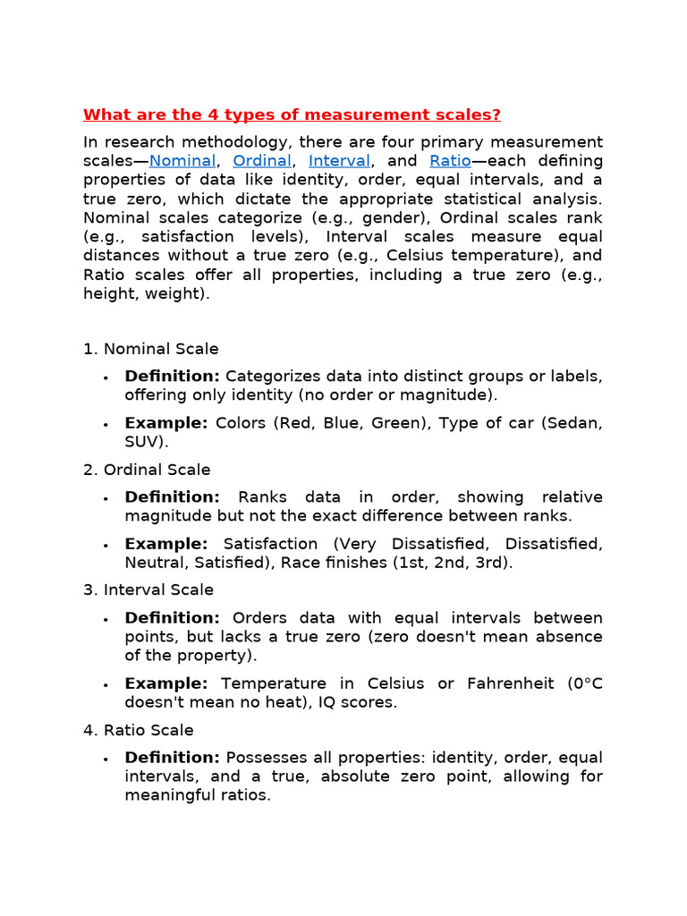 Primary Measurement Scales U II | PDF | Level Of Measurement | Statistics