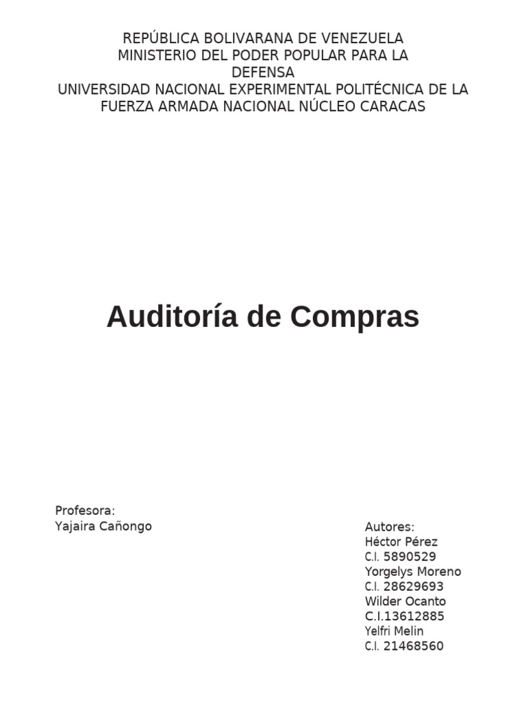 Trabajo Final Auditoria de Compras | PDF | Auditoría | Cumplimiento ...