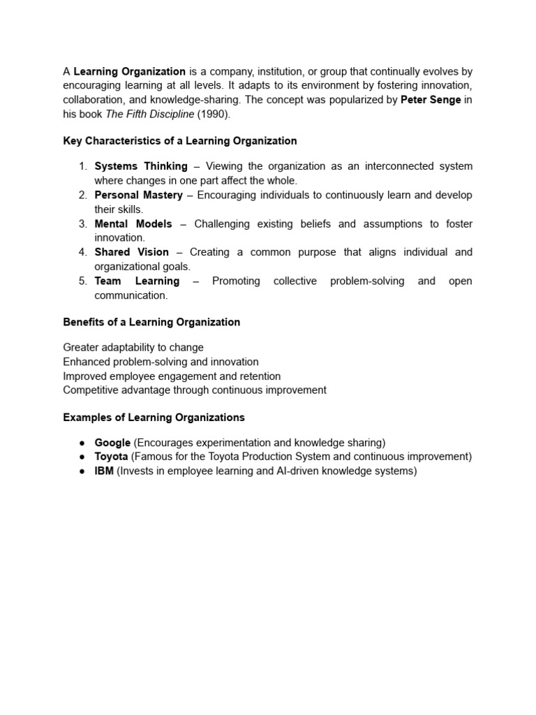 Learning Organizations | PDF