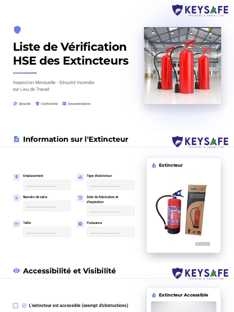 Checkliste de Vérification HSE Des Extincteurs | PDF