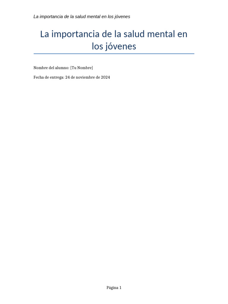 La Importancia de La Salud Mental en Los Jovenes | PDF