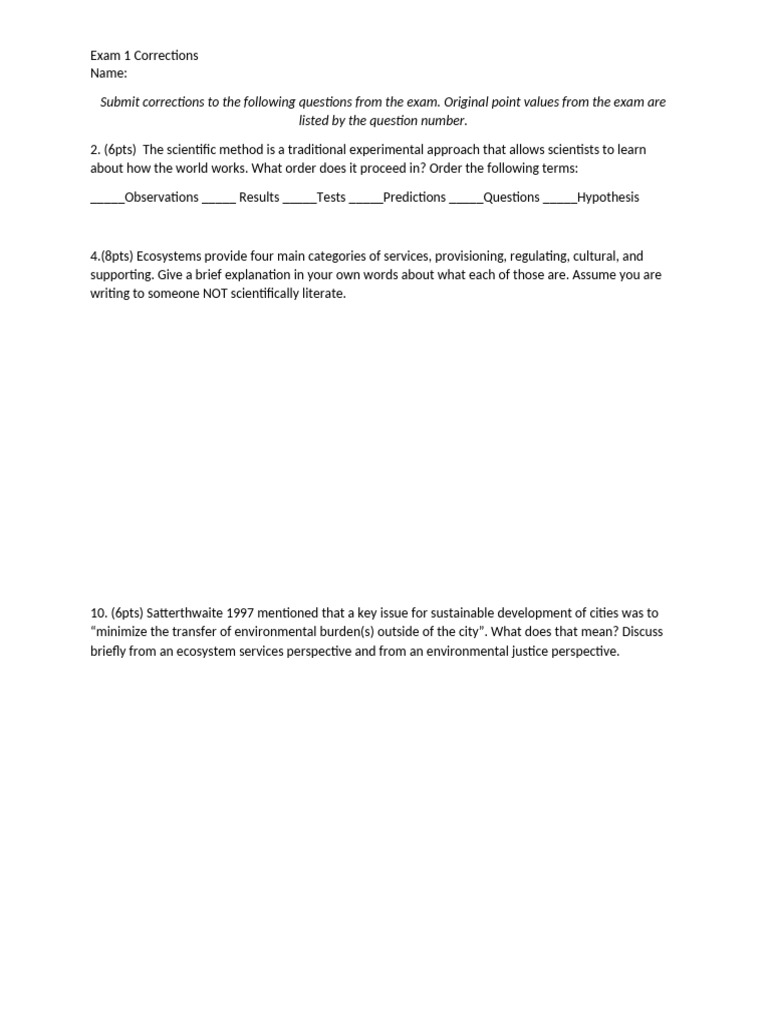 Exam 1 Corrections | PDF