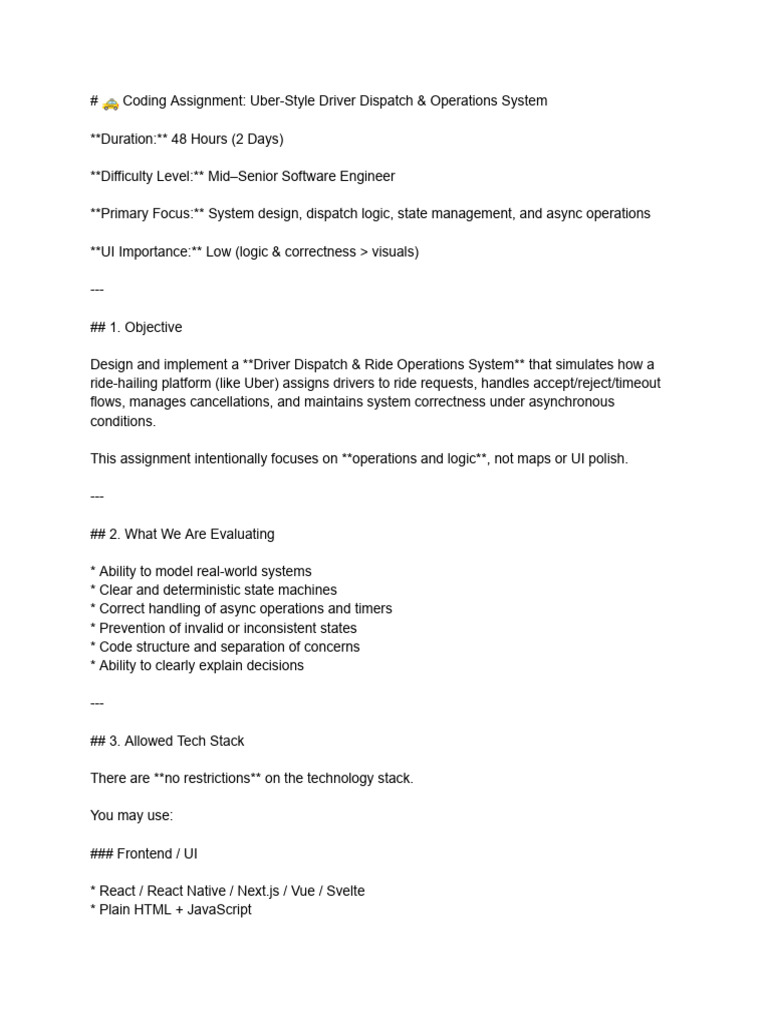 Coding Assignment - Uber-Style Driver Dispatch & Operations System ...
