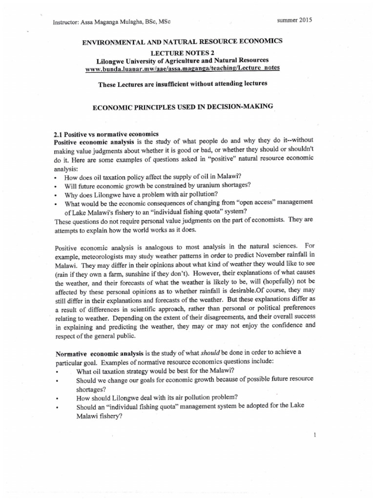 Economic Principles Used in Decision Making | PDF