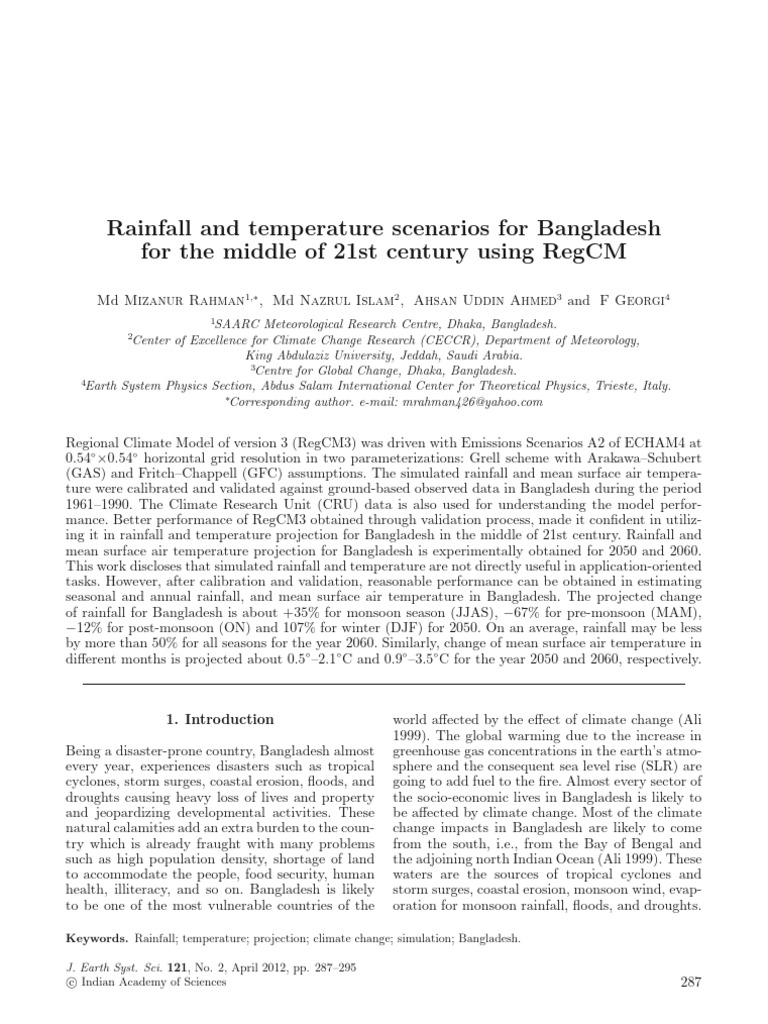RegCM Paper | PDF | General Circulation Model | Climate