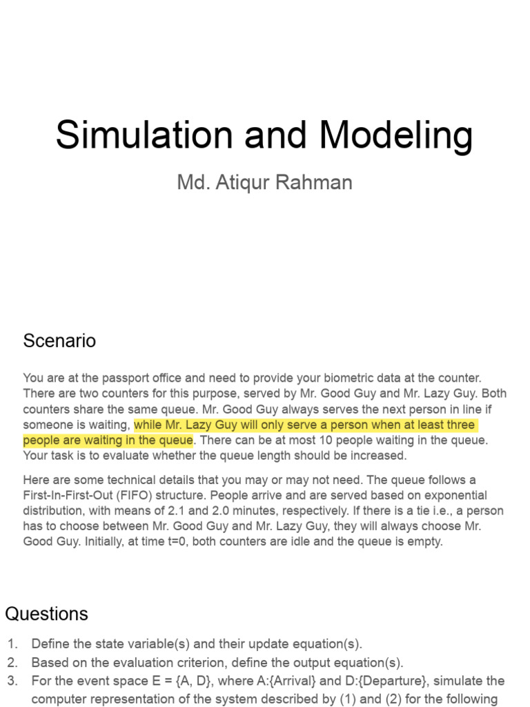 C Se 4549 Simulation Lec 1 | PDF | Queue (Abstract Data Type) | Applied ...