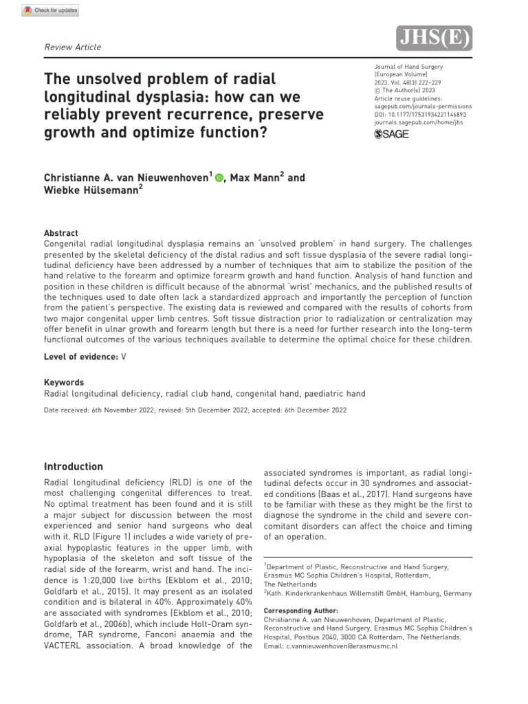 Van Nieuwenhoven Et Al 2023 The Unsolved Problem of Radial Longitudinal ...