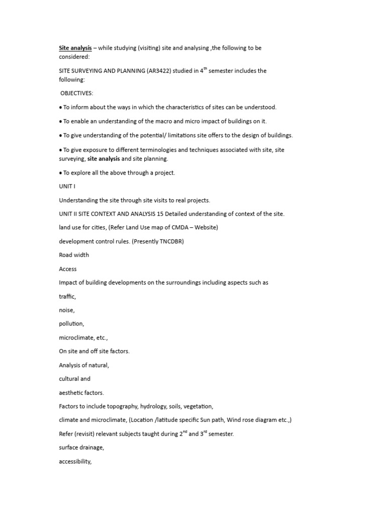 Site Analysis Points | PDF