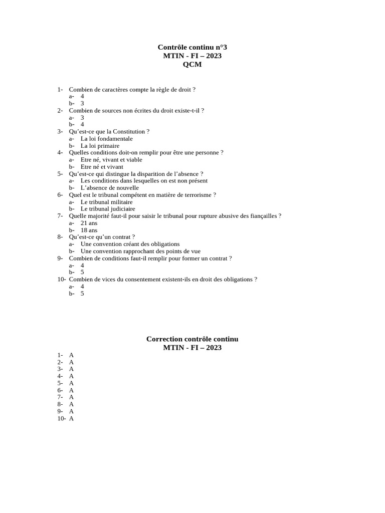 CC 3 MTIN FI 2023 Epreuve de Droit | PDF