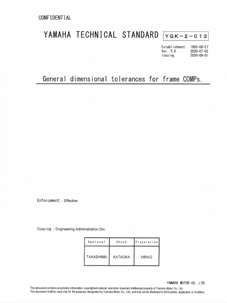 Ygk-2-013 - Genreral Dimensional Tolerances For Frame Comps | PDF ...