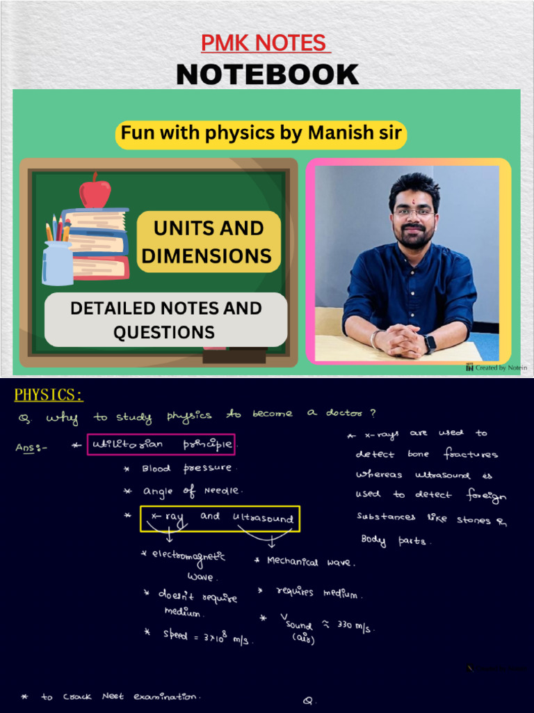 Units and Dimensions Complete Notes by Manish Sir | PDF