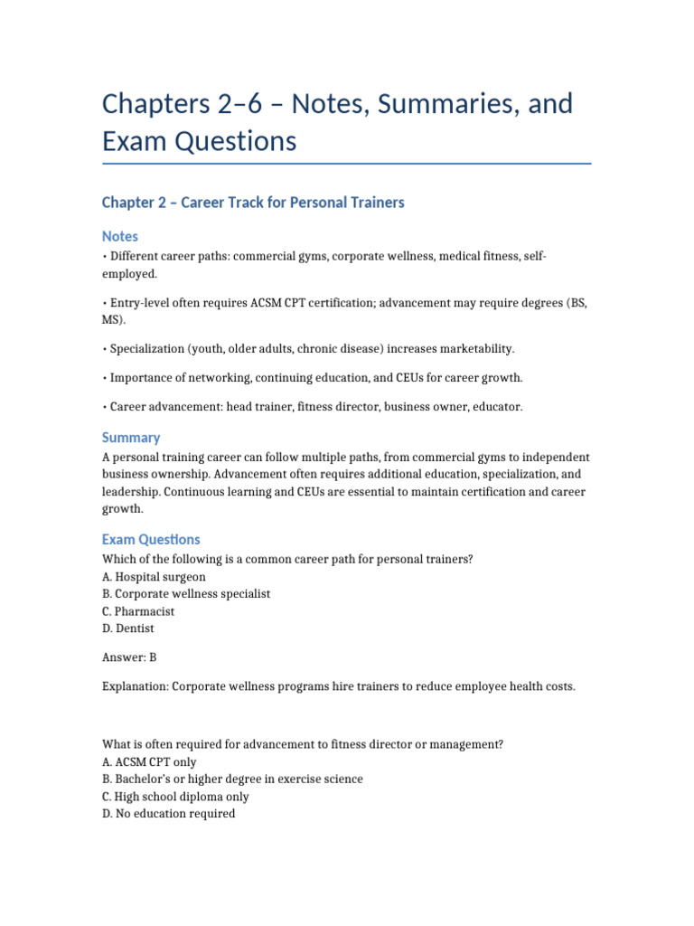 Chapters 2 To 6 Notes Questions | PDF | Anatomical Terms Of Motion ...