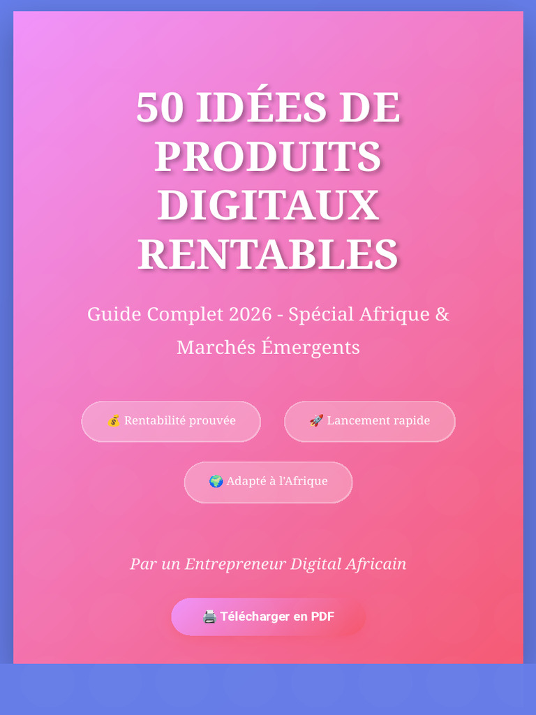 50 Idées de Produits Digitaux Rentables en 2026 | PDF | Microsoft Excel ...