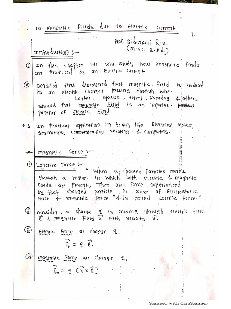 Magnetic Fields Due To Electric Current | PDF