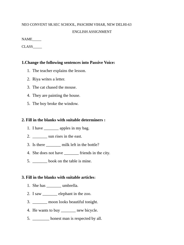 Class 6 Assignment | PDF