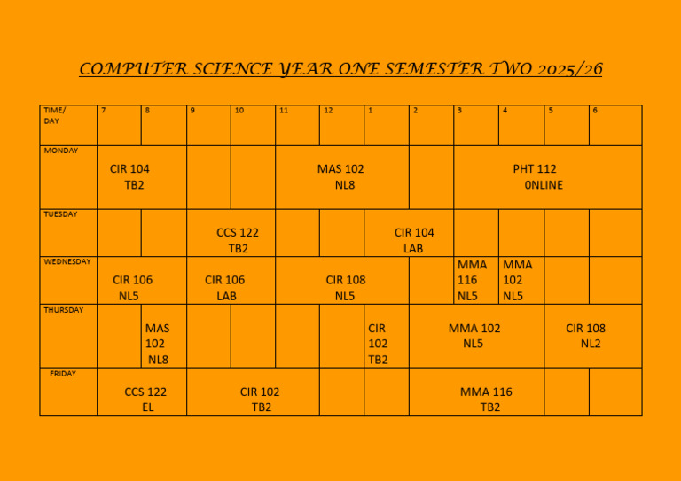 S 2 Timetable | PDF