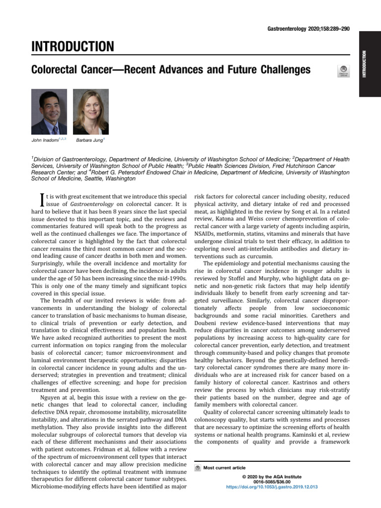 Colorectal Cancer-Recent Advances and Future Chall | PDF | Colorectal ...