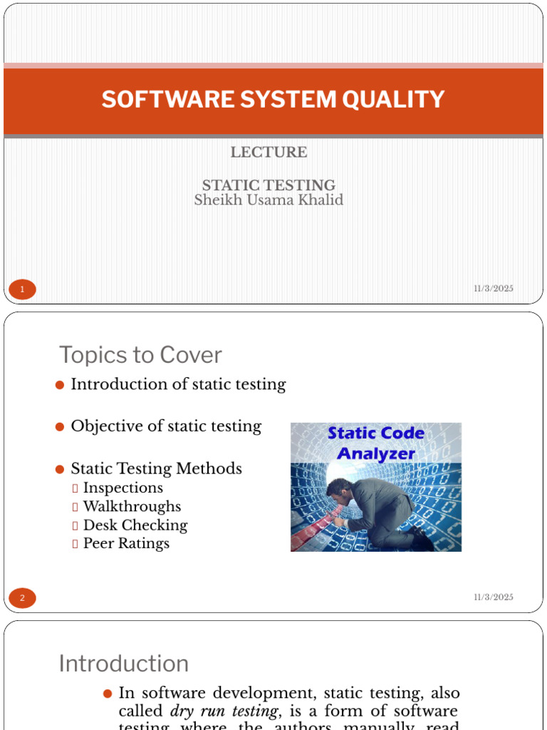 Static Testing.pptx | PDF | Computer Engineering | Computer Programming