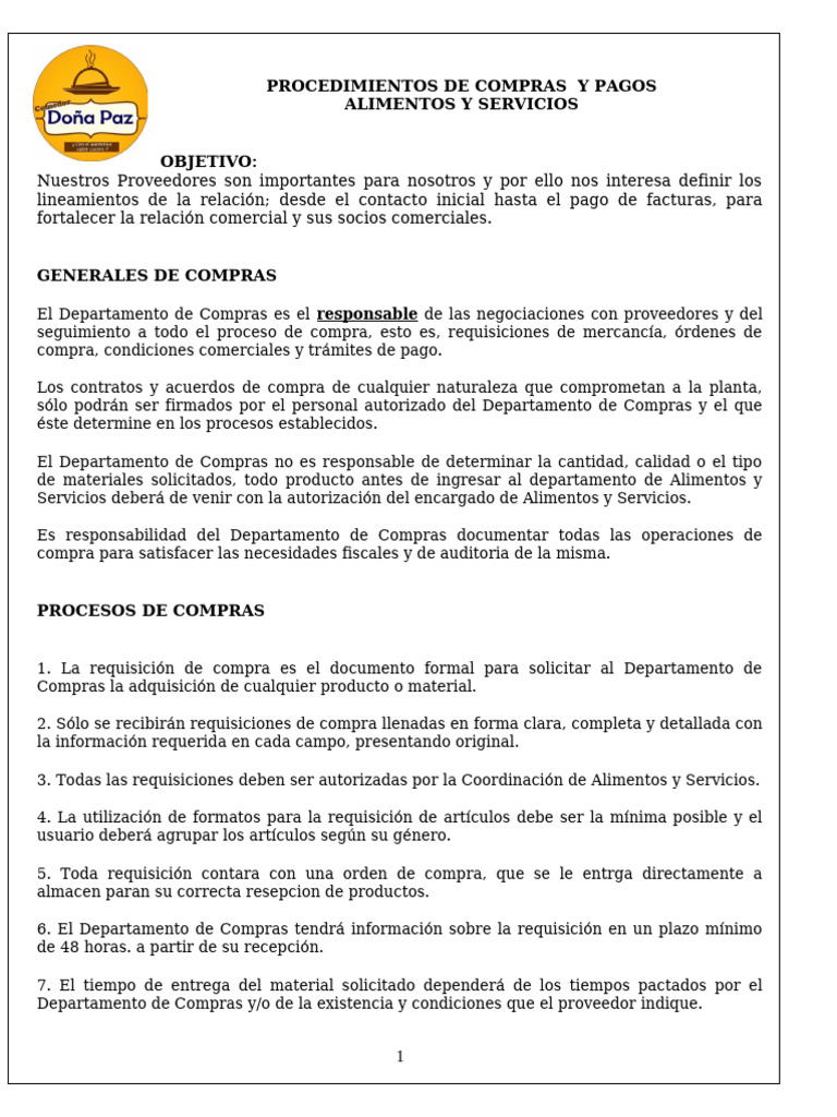 Procedimientos de Compras y Pagos | PDF | Factura | aduana