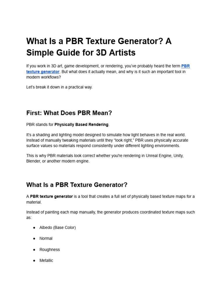 PBR Texture Generator | PDF | Texture Mapping | Rendering (Computer ...