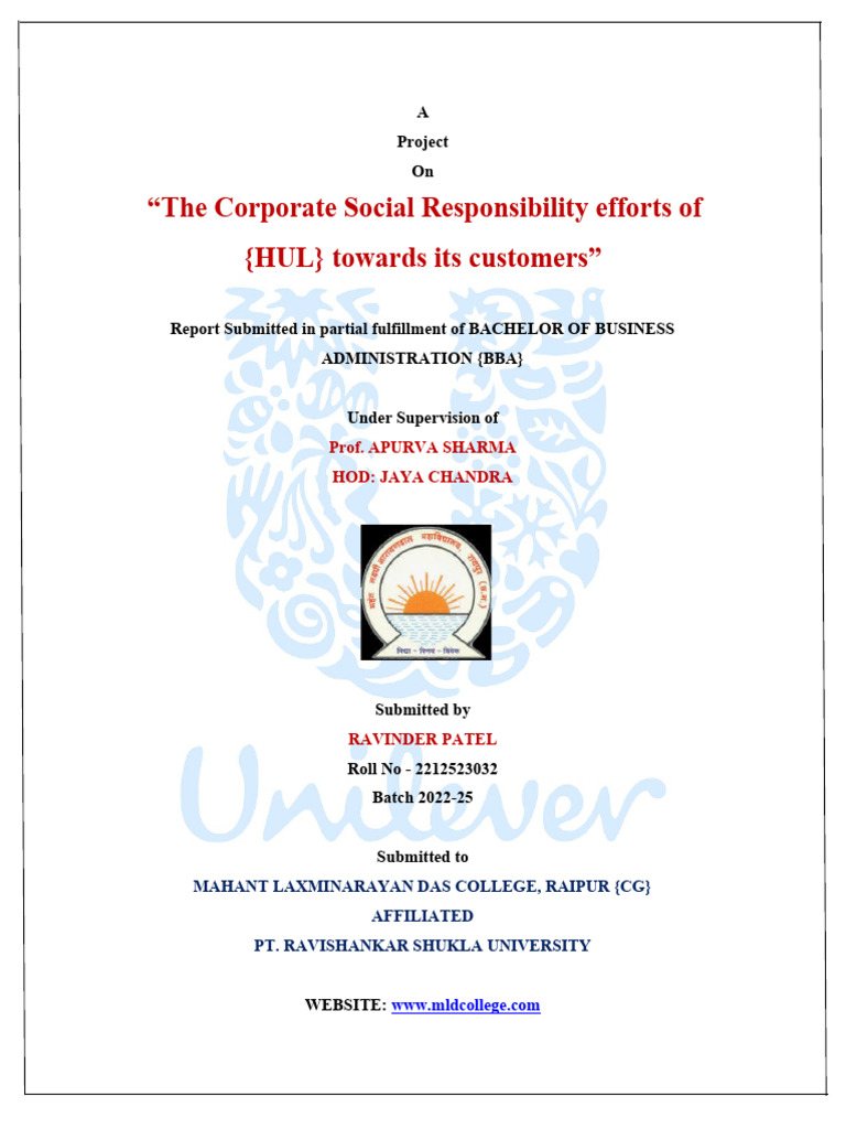 Ravinder Project | PDF | Corporate Social Responsibility | Internal ...