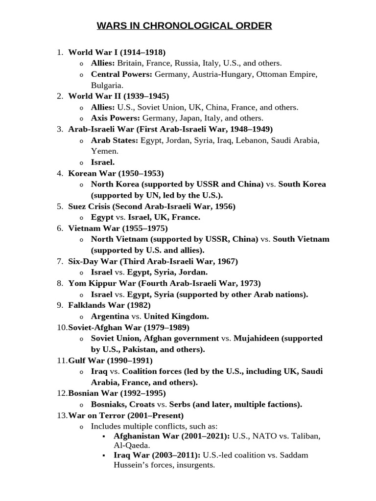 Wars in Chronological Order | PDF