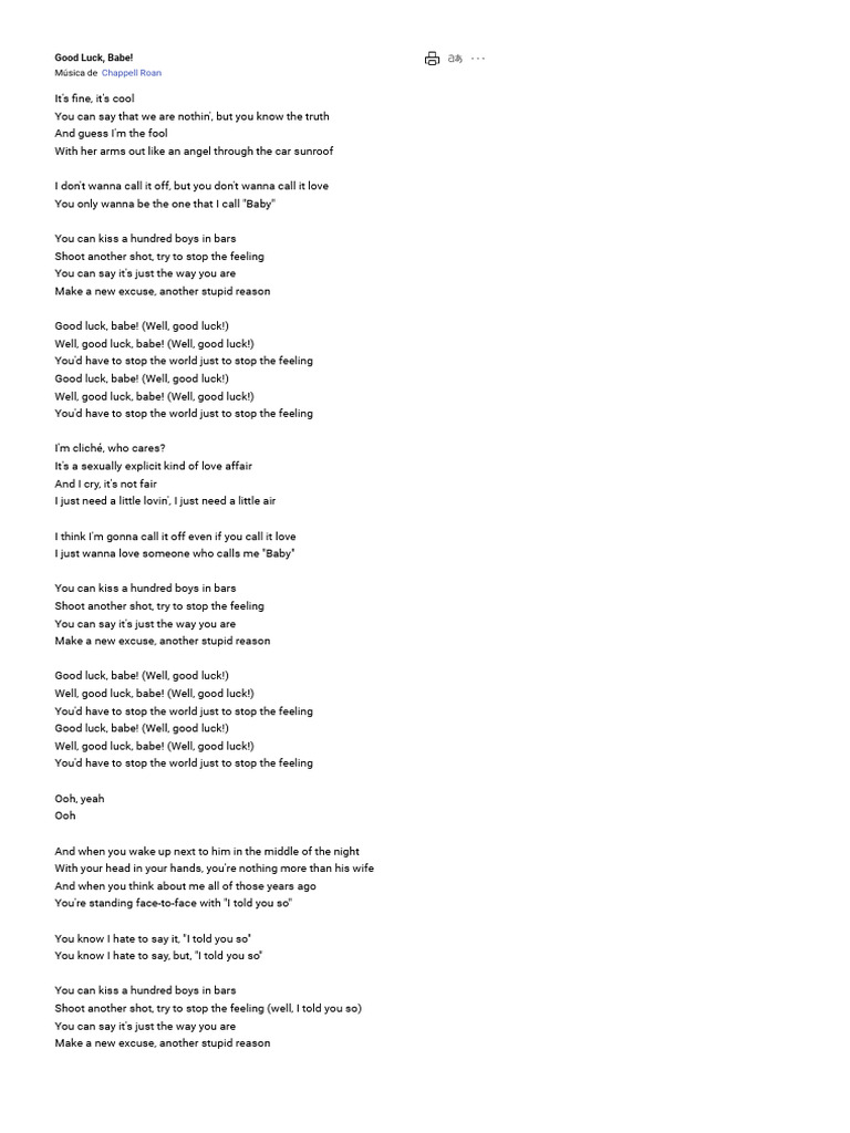 Good Luck Babe Letra Baixar PDF - Pesquisar | PDF | Songs Written ...