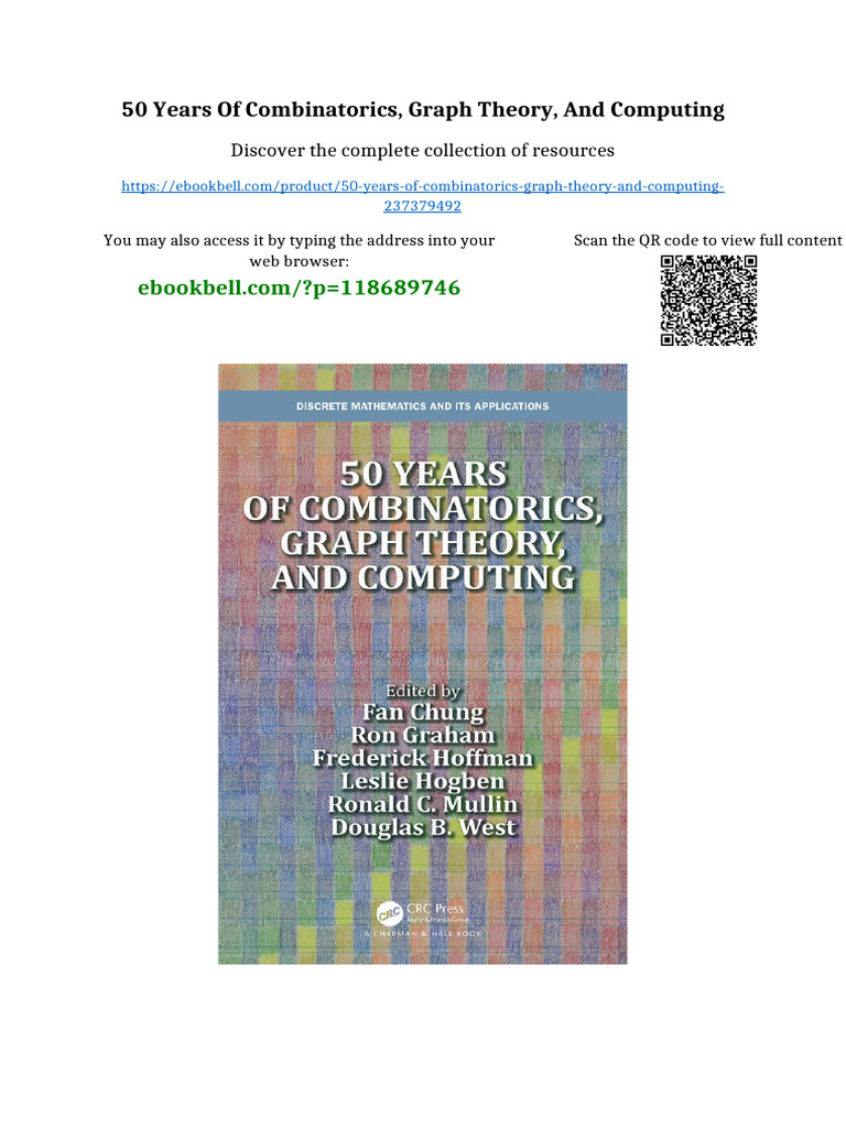 50 Years of Combinatorics, Graph Theory, and Computing Available All ...