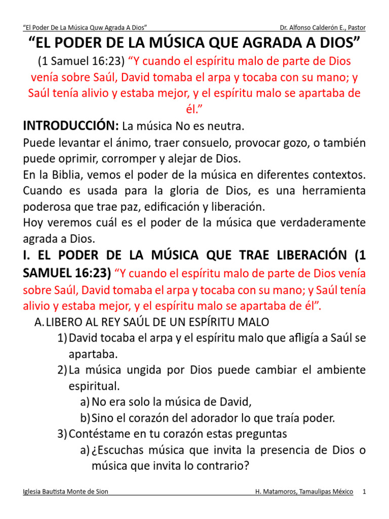 El Poder de La Musica Que Agrada A Dios | PDF | Saulo | David