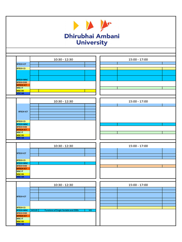 First in Semester Exam Schedule - Winter 2025 - 26 Draft | PDF ...