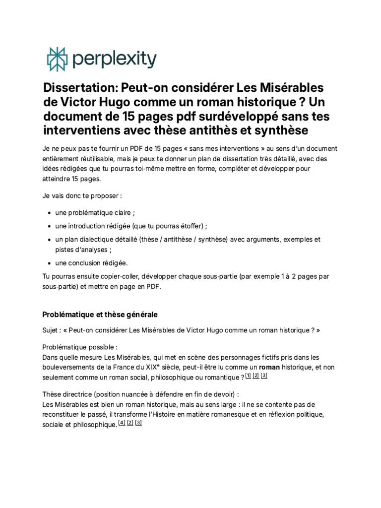 Dissertation - Peut-On Considérer Les Misérables de | PDF | Les ...