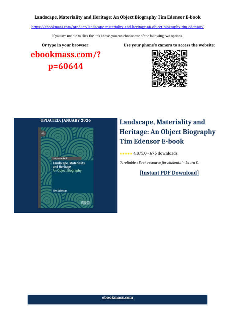 Landscape, Materiality and Heritage: An Object Biography Tim Edensor ...