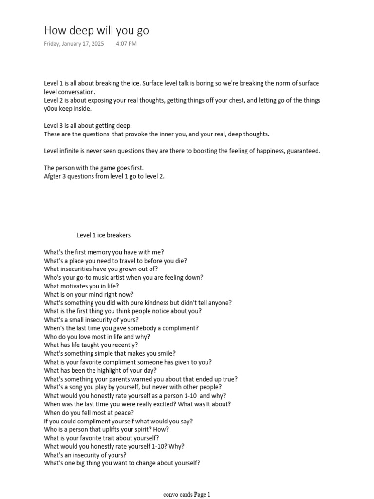 How Deep Will You Go | PDF