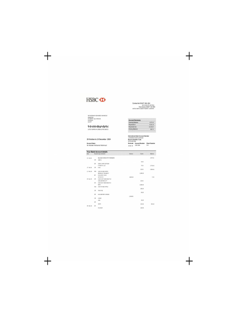 HSBC Bank Statement TFT | PDF