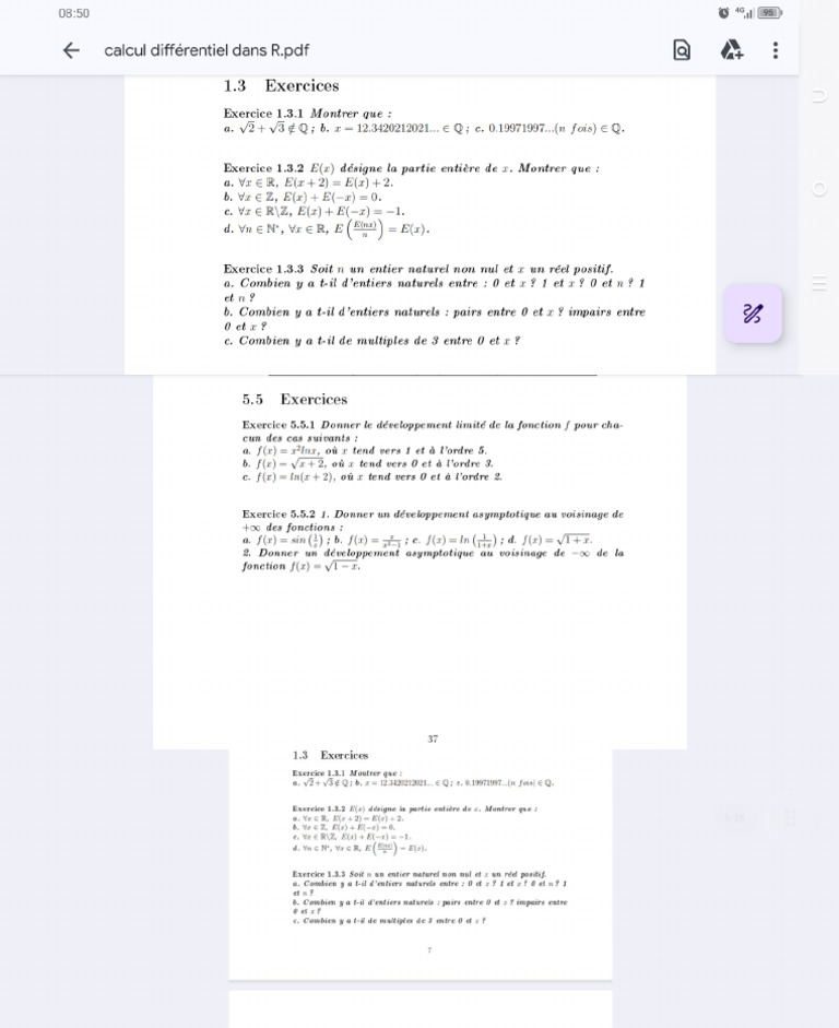 Recueil Des Exercices de Calcul Différentiel | PDF