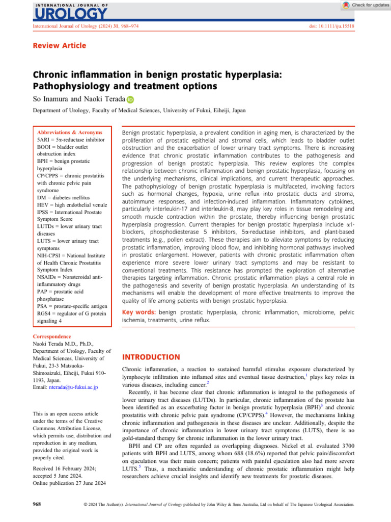 Int J of Urology - 2024 - Inamura - Chronic Inflammation in Benign ...