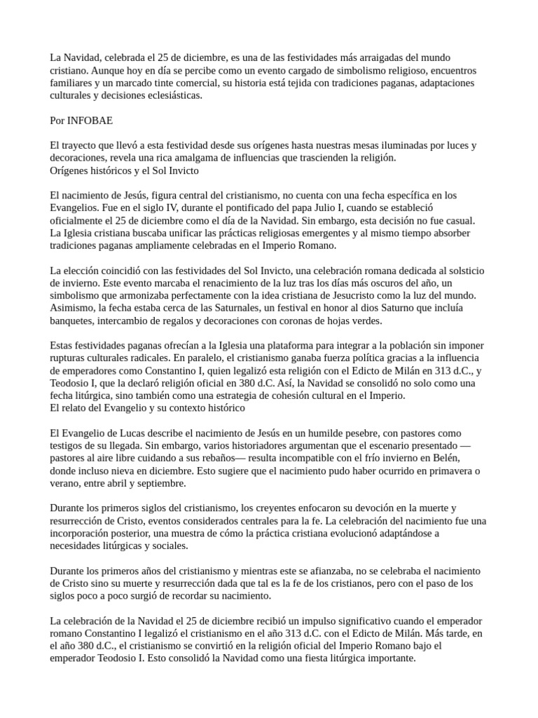 Origen de La Navidad | PDF | Navidad | Natividad De Jesus