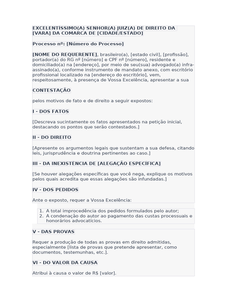 Modelo de Contestação Simples | PDF