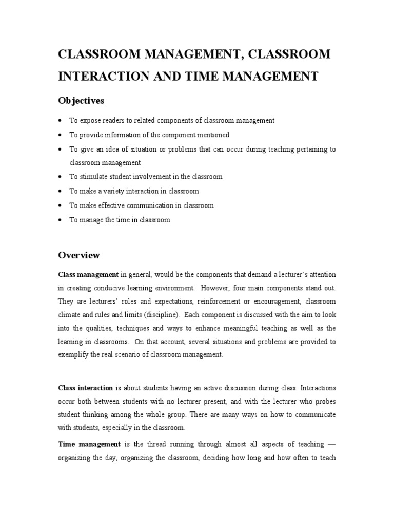 Effective Classroom Management Strategies | PDF | Classroom Management ...
