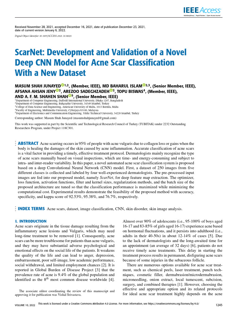 ScarNet Development and Validation of A Novel Deep CNN Model For Acne ...