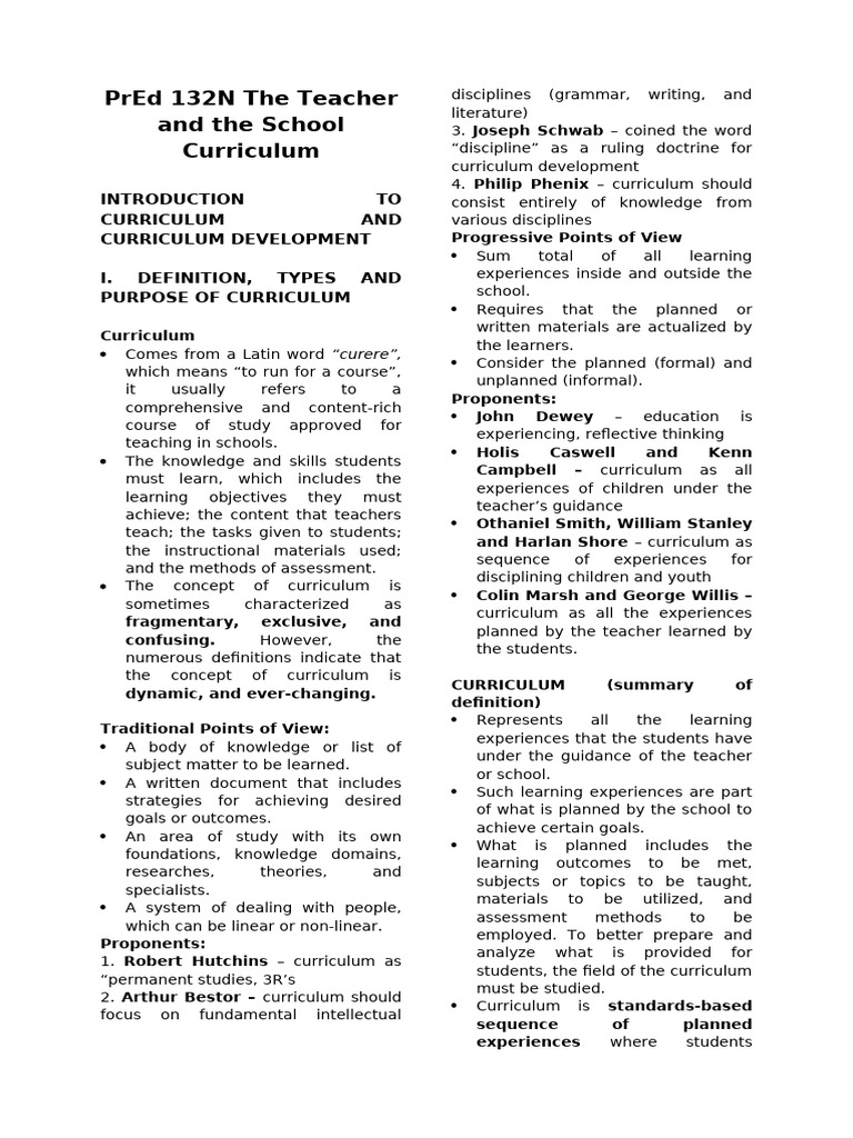 PrEd 132N The Teacher and The School Curriculum | PDF | Curriculum ...