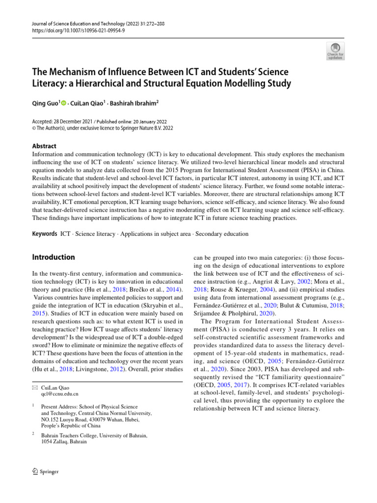 17 GUO ET AL 2022 the Mechanism of Influence Between ICT and Students ...